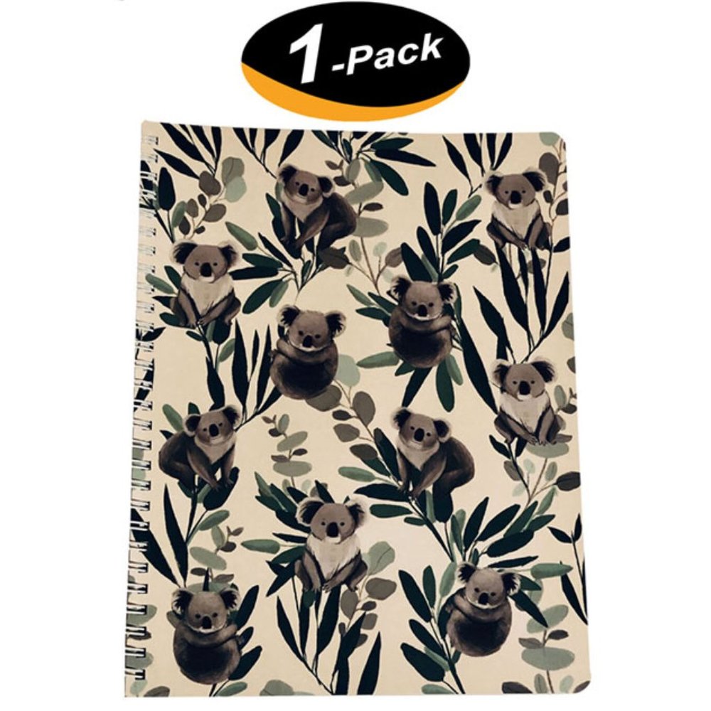 (1 Pack) Molly & Rex Spiral Notebook, Koala Pattern, College Ruled with Folder